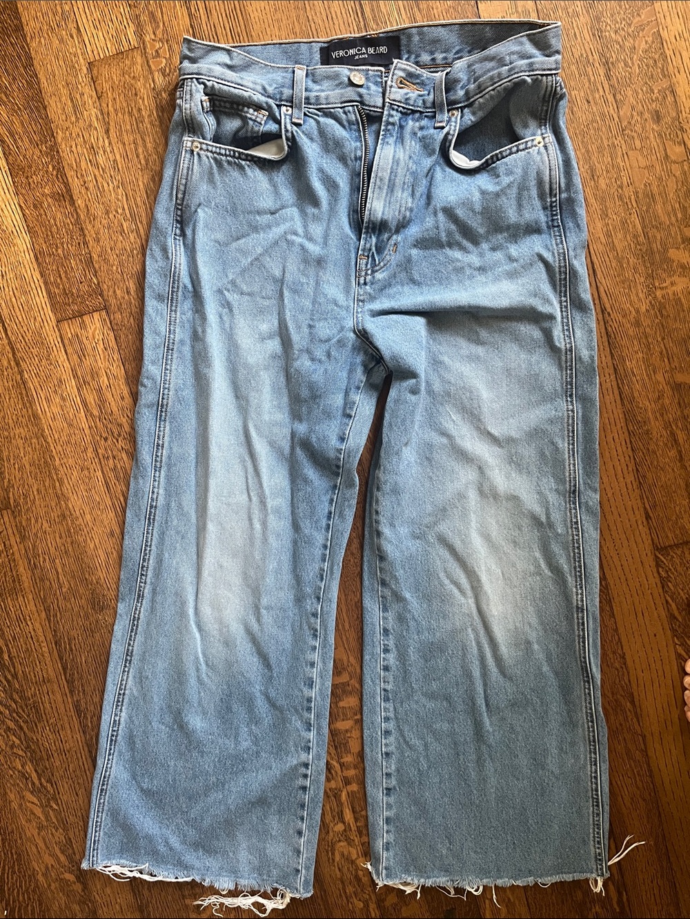 Veronica Beard Taylor High Rise Cropped Wide-Leg Jeans